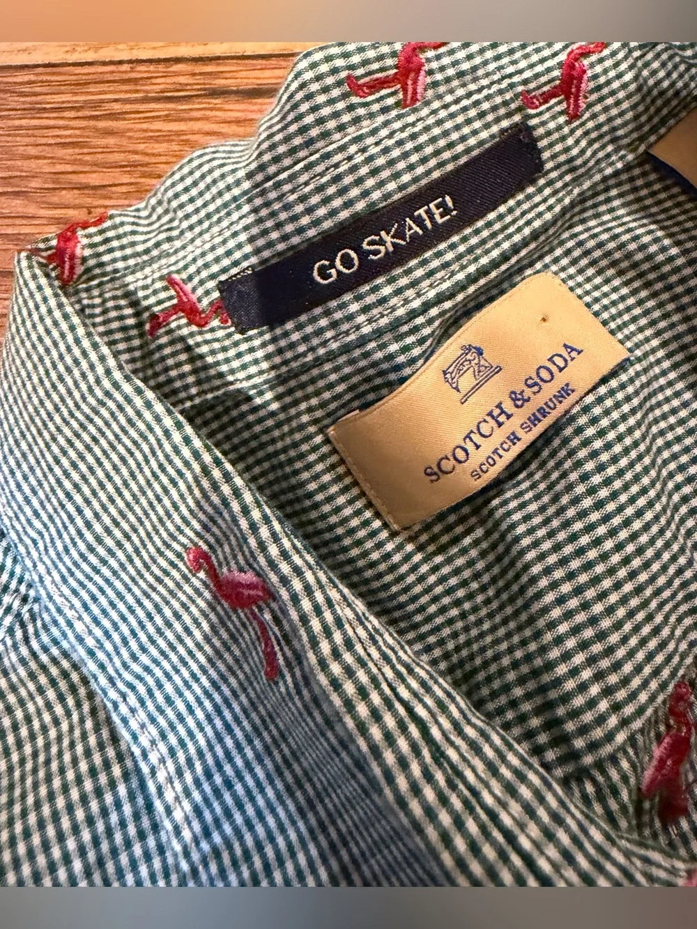 Scotch & Soda Go Skate boys size 12 flamingo long sleeve button down shirt